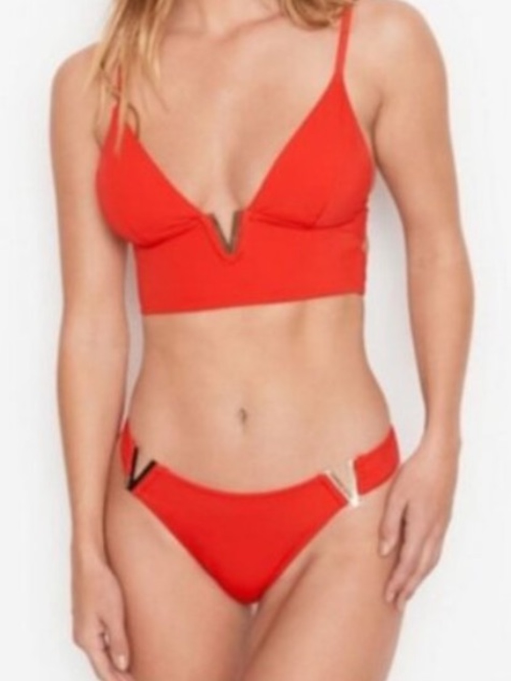 Victoria’s Secret Monaco V Hardware Strappy Red Two Pieces Bikini Set Size L